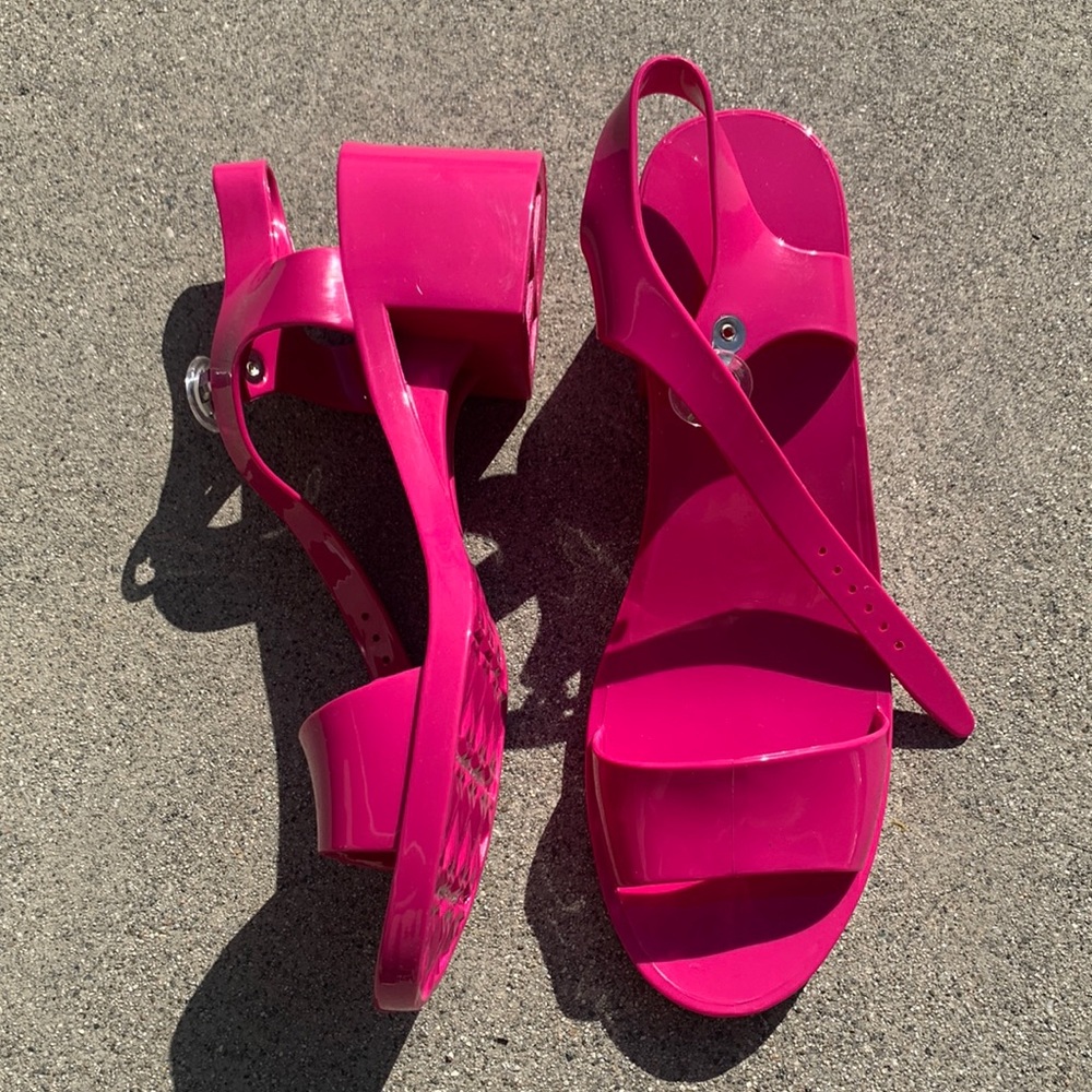 American Apparel pvc jelly sandal with heel open toe one strap fashion footwear